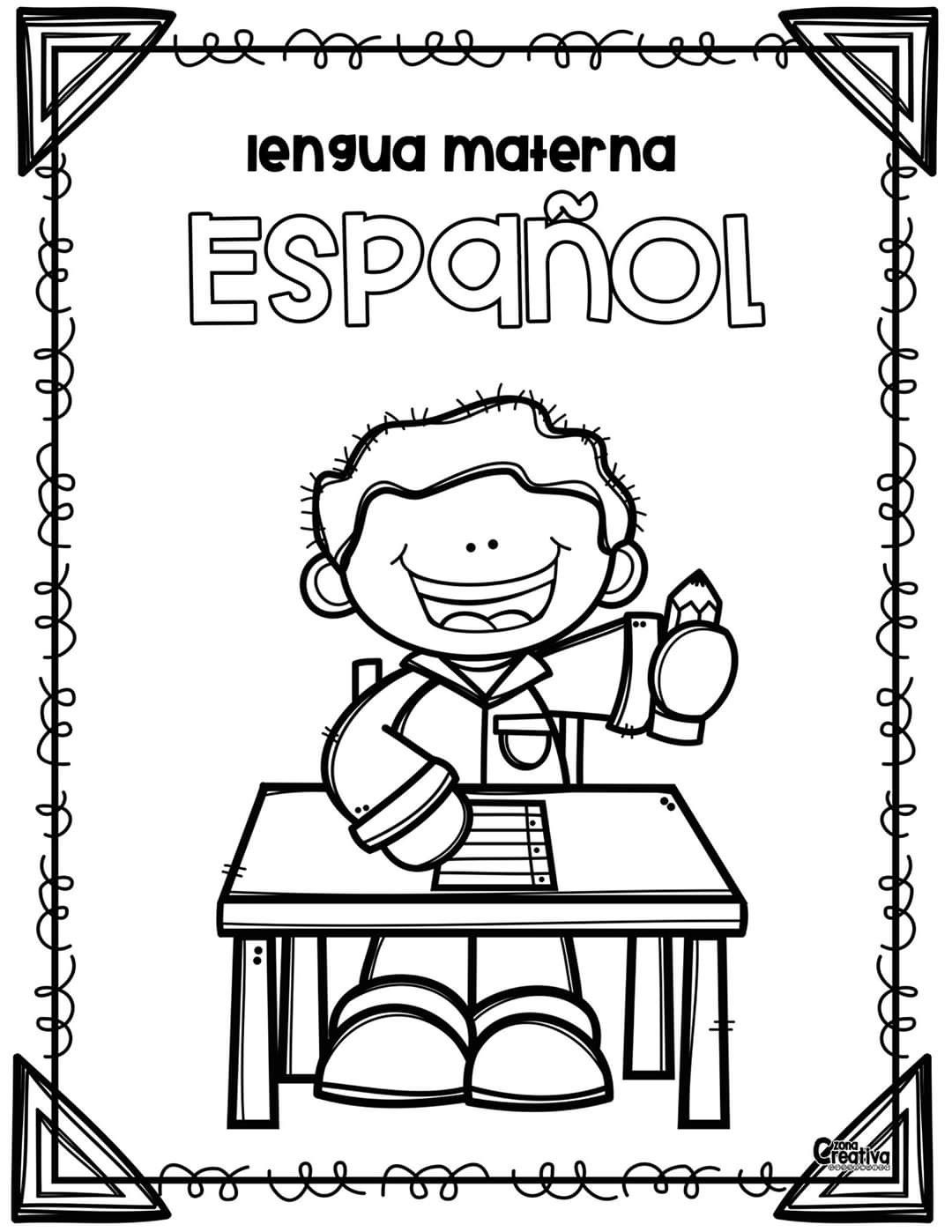 Portadas de español para imprimir y colorear